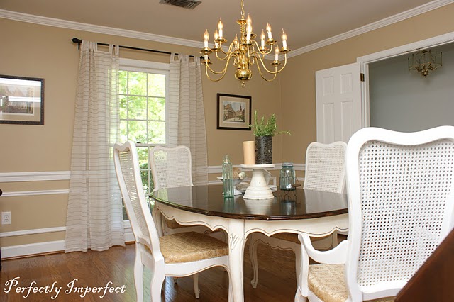 Stained Top Dining Table with White Legs