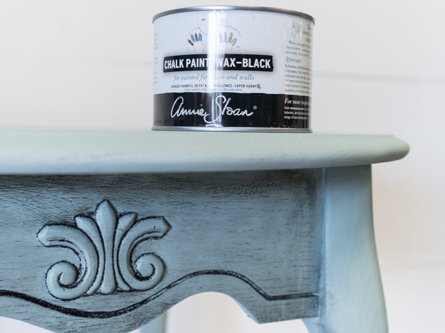 Oak Side Table Makeover with Black Chalk Paint Wax